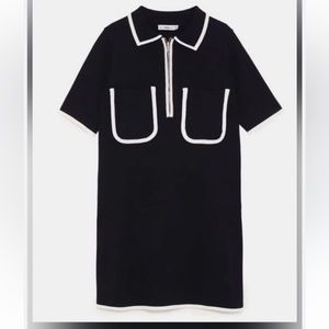 Zara Knit Polo Dress with Contrast Trims